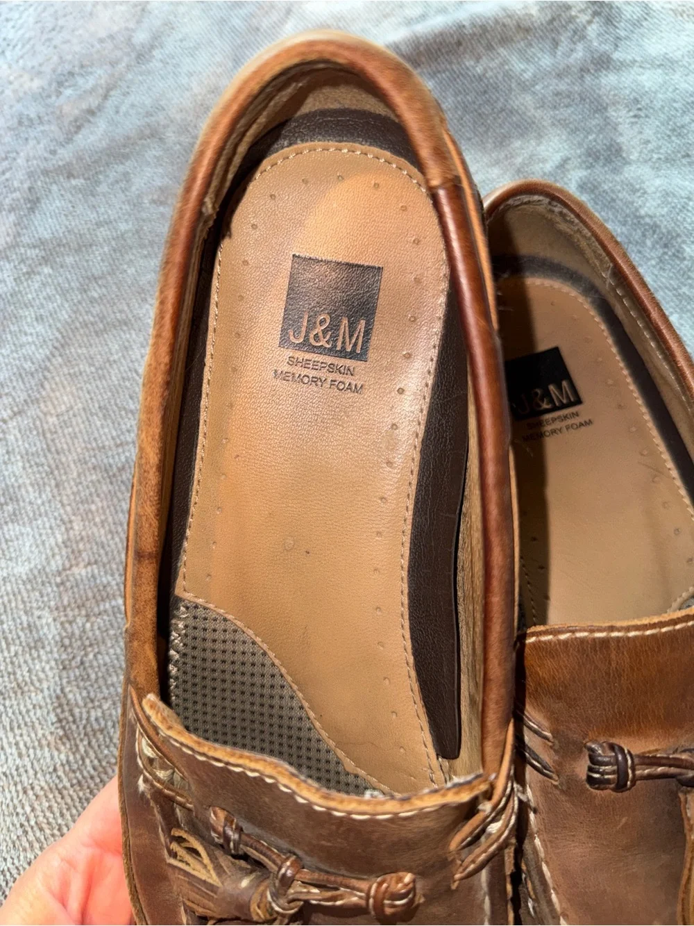 J&M Men’s Brown Leather Tassel Slip-On Loafers